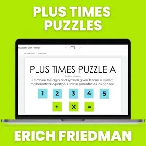 screenshot of plus times puzzle on laptop screen 