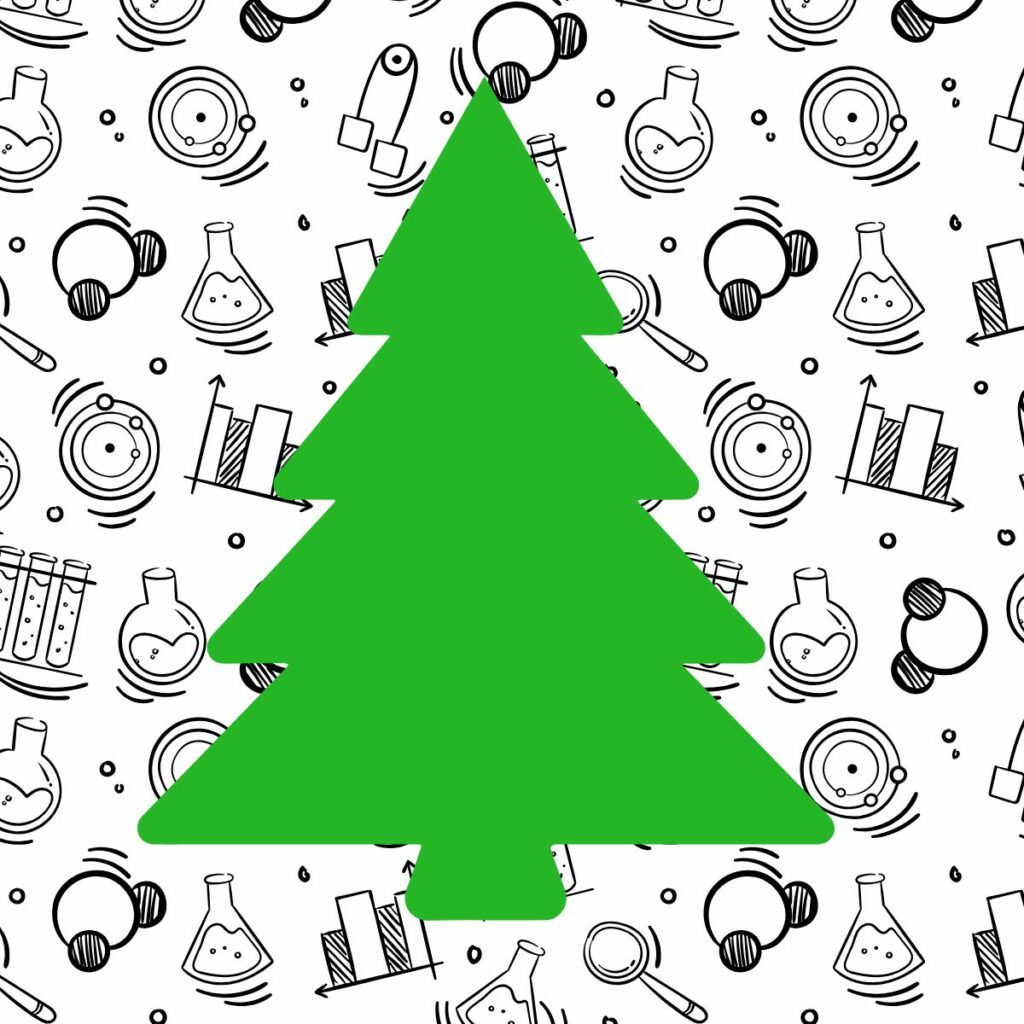 christmas tree on science background. 