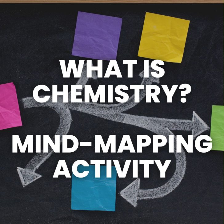 post-it notes connected by arrows with text "what is chemistry? mind-mapping activity" 