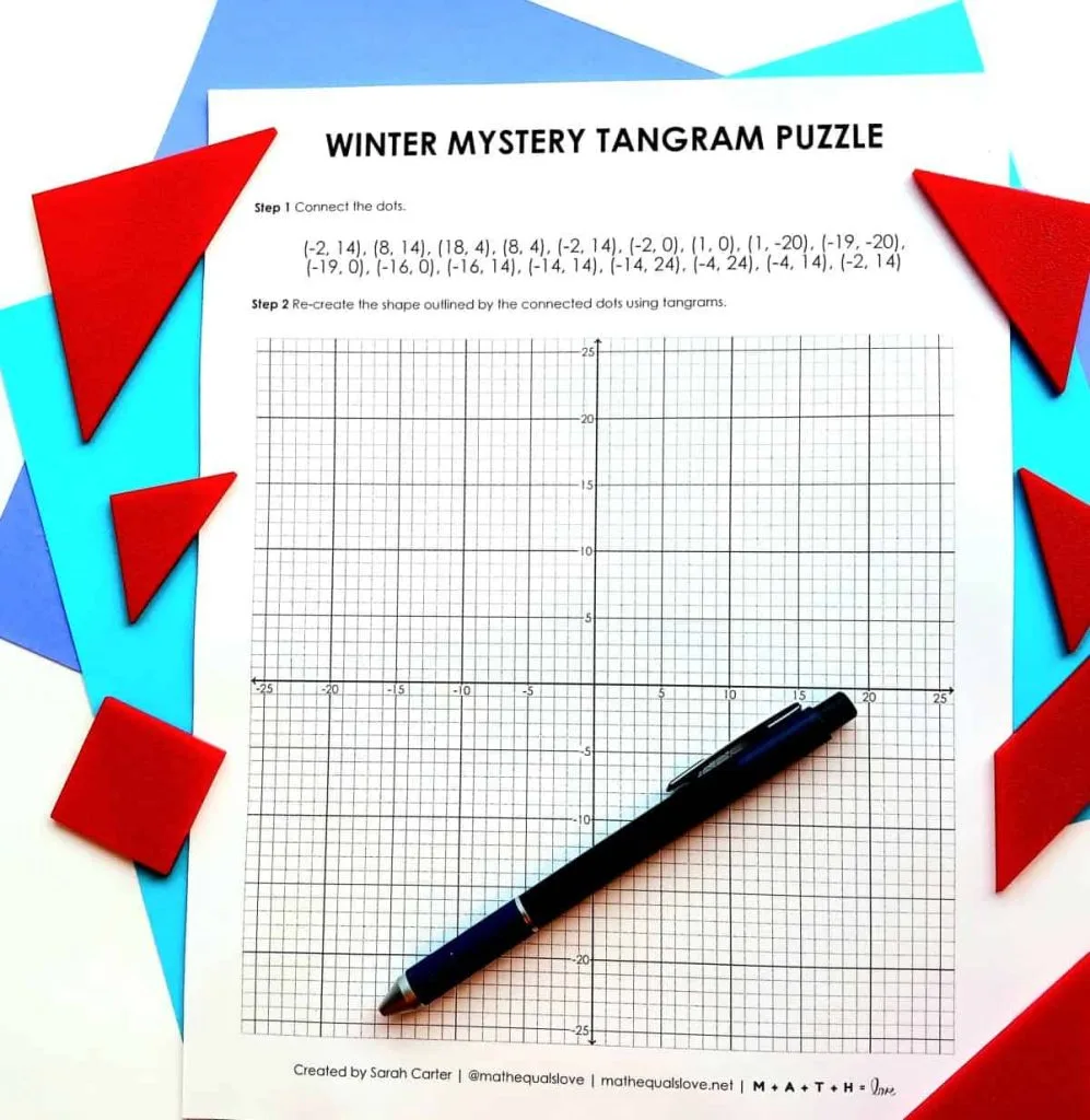 winter mystery tangram puzzle - snowman