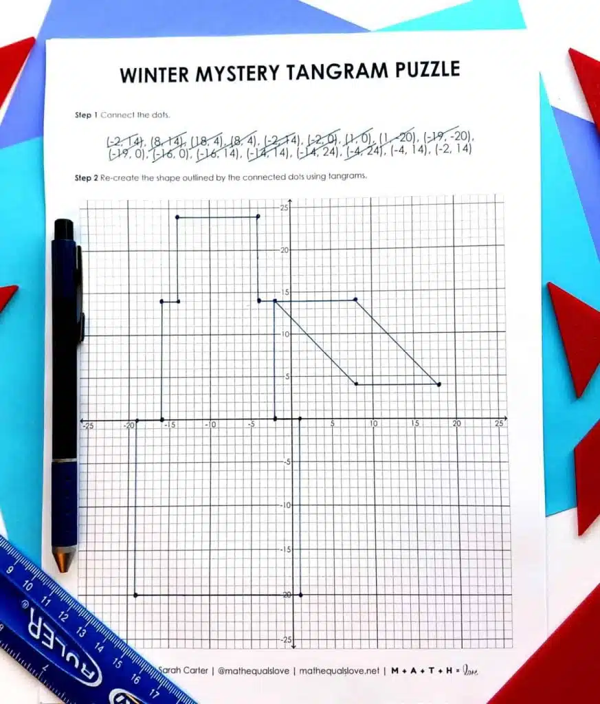 winter mystery tangram puzzle - snowman