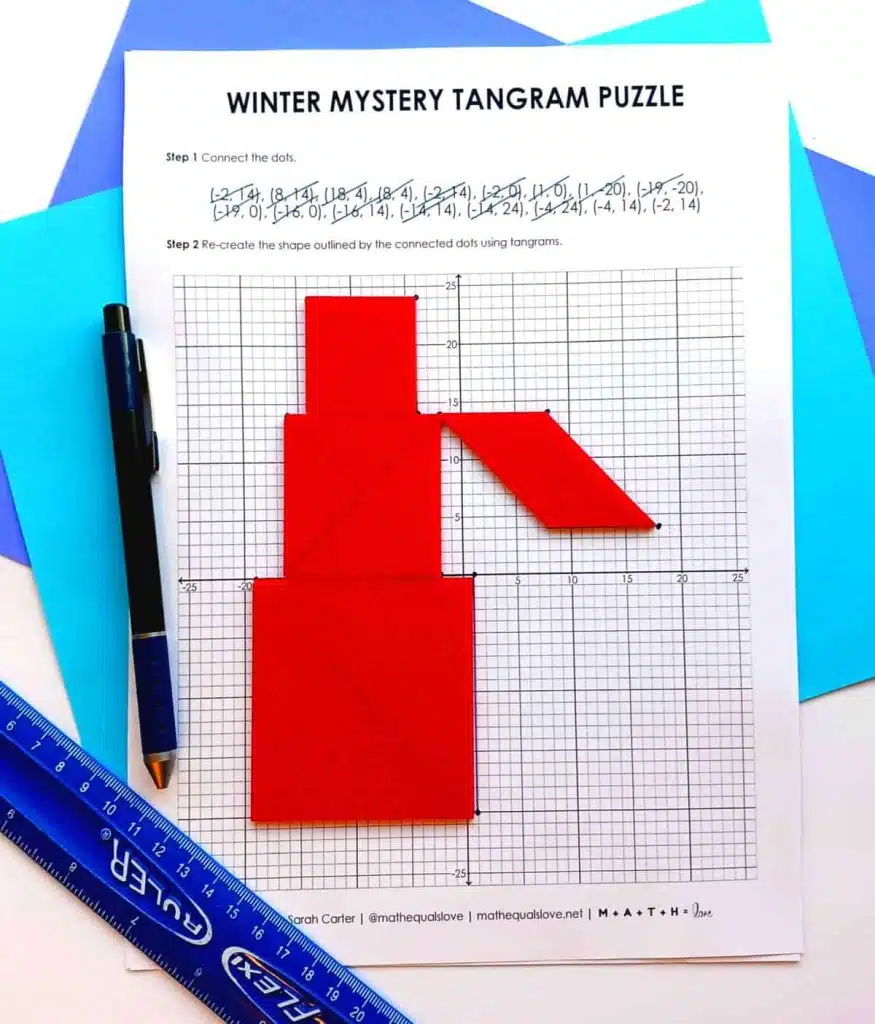 winter mystery tangram puzzle - snowman