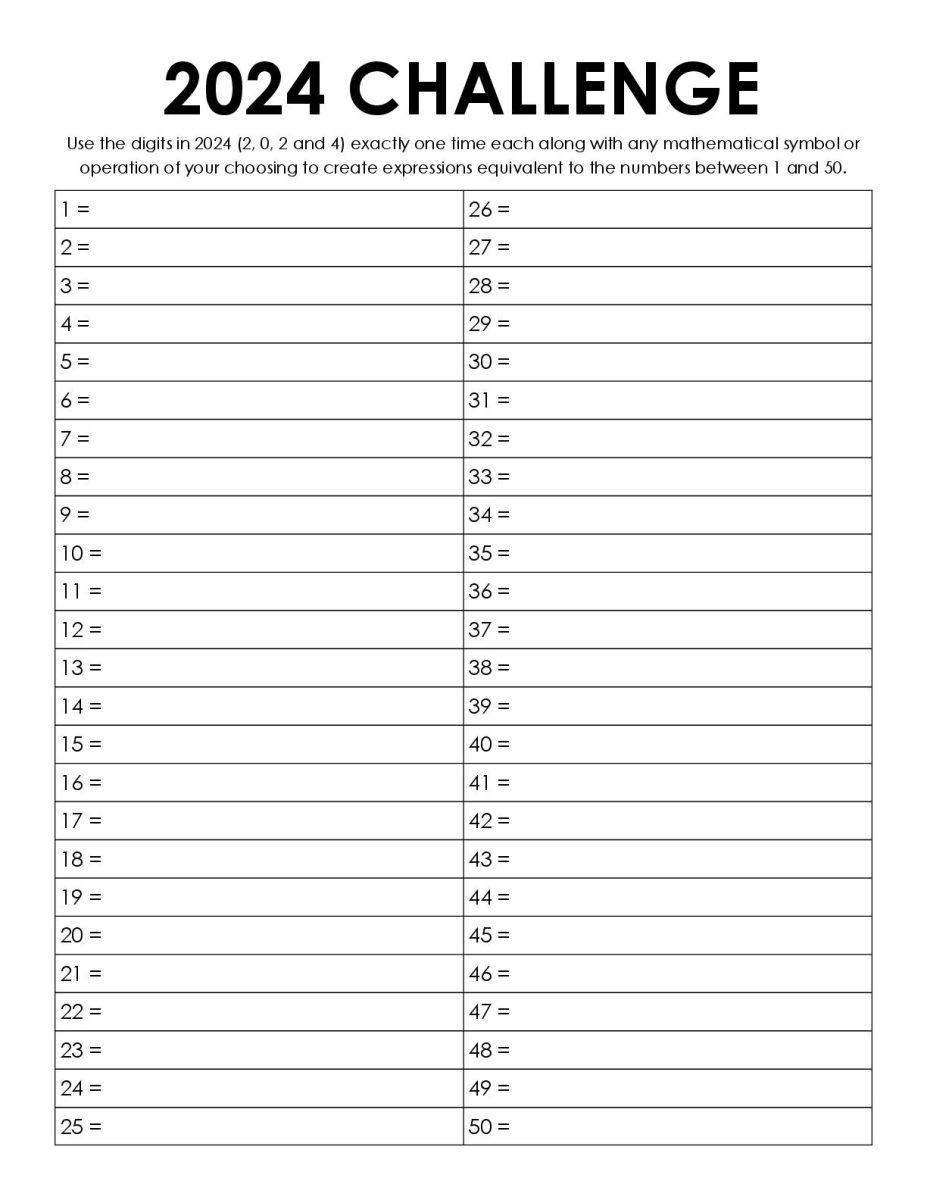 2024 Challenge Yearly Number Challenge Math = Love