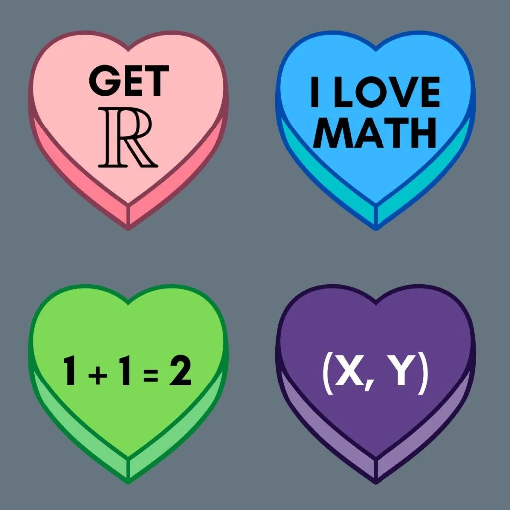 math valentine conversation hearts