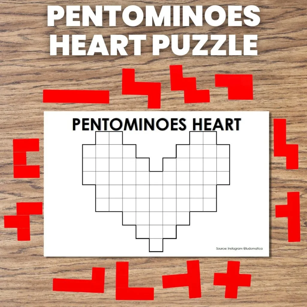 pentominoes heart puzzle for valentine's day