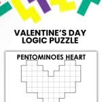 pentomino heart puzzle for valentine's day.