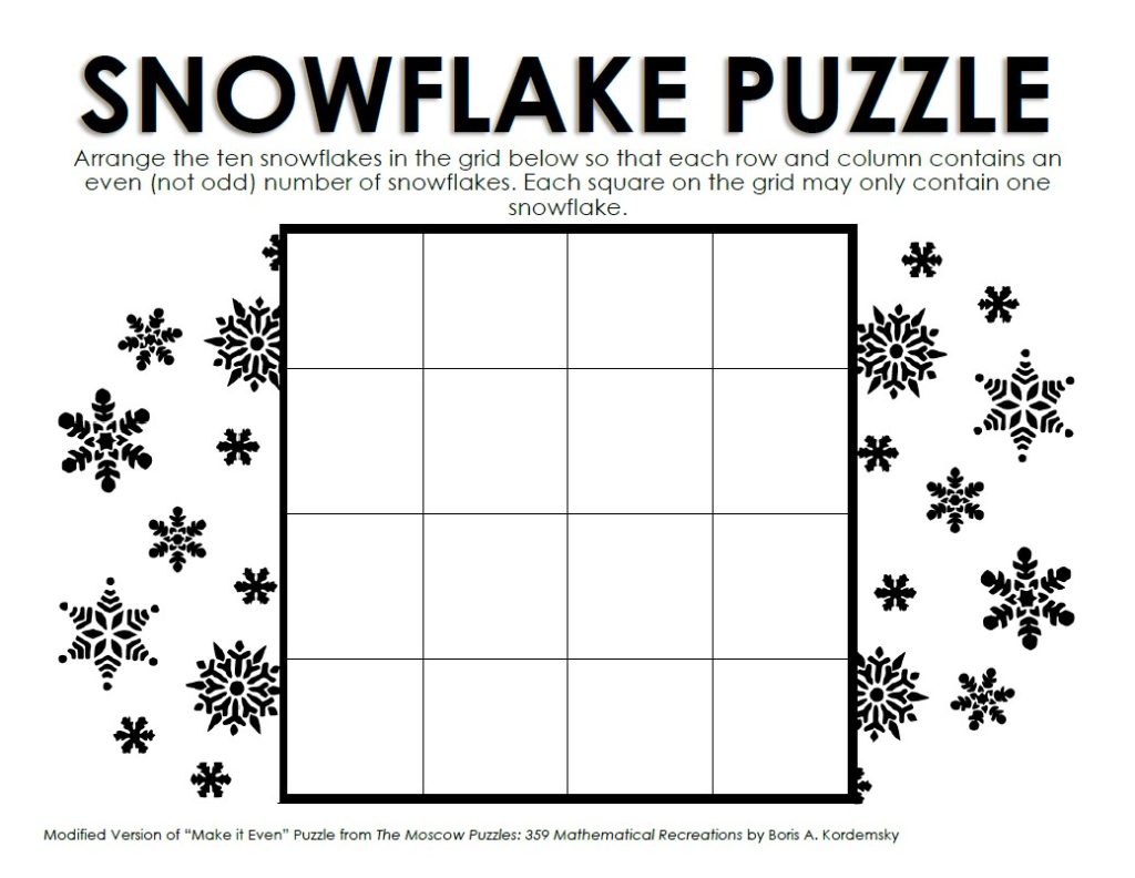 Meja permainan puzzle kepingan salju