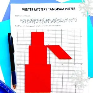 snowman tangram puzzle on coordinate plane from winter mystery tangram puzzle 