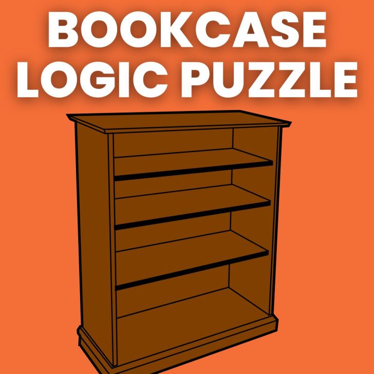 drawing of bookcase with text "bookcase logic puzzle" 