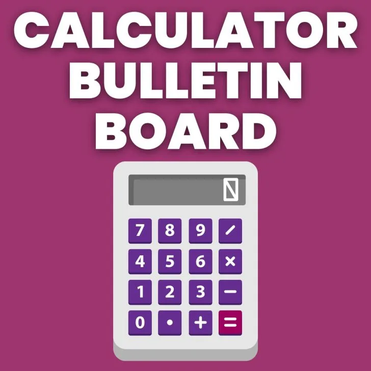 calculator clipart image with text "calculator bulletin board" 