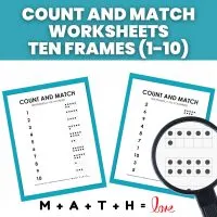 count and match ten frame worksheets 1-10