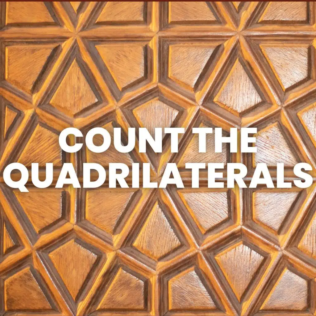 geometric background with text "count the quadrilaterals" 