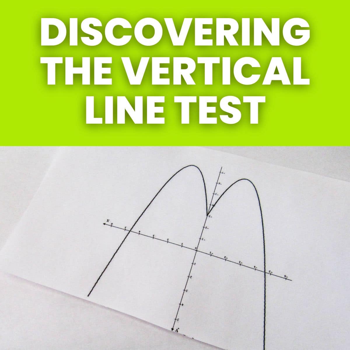 drawing of a function graph with text "discovering the vertical line test" 