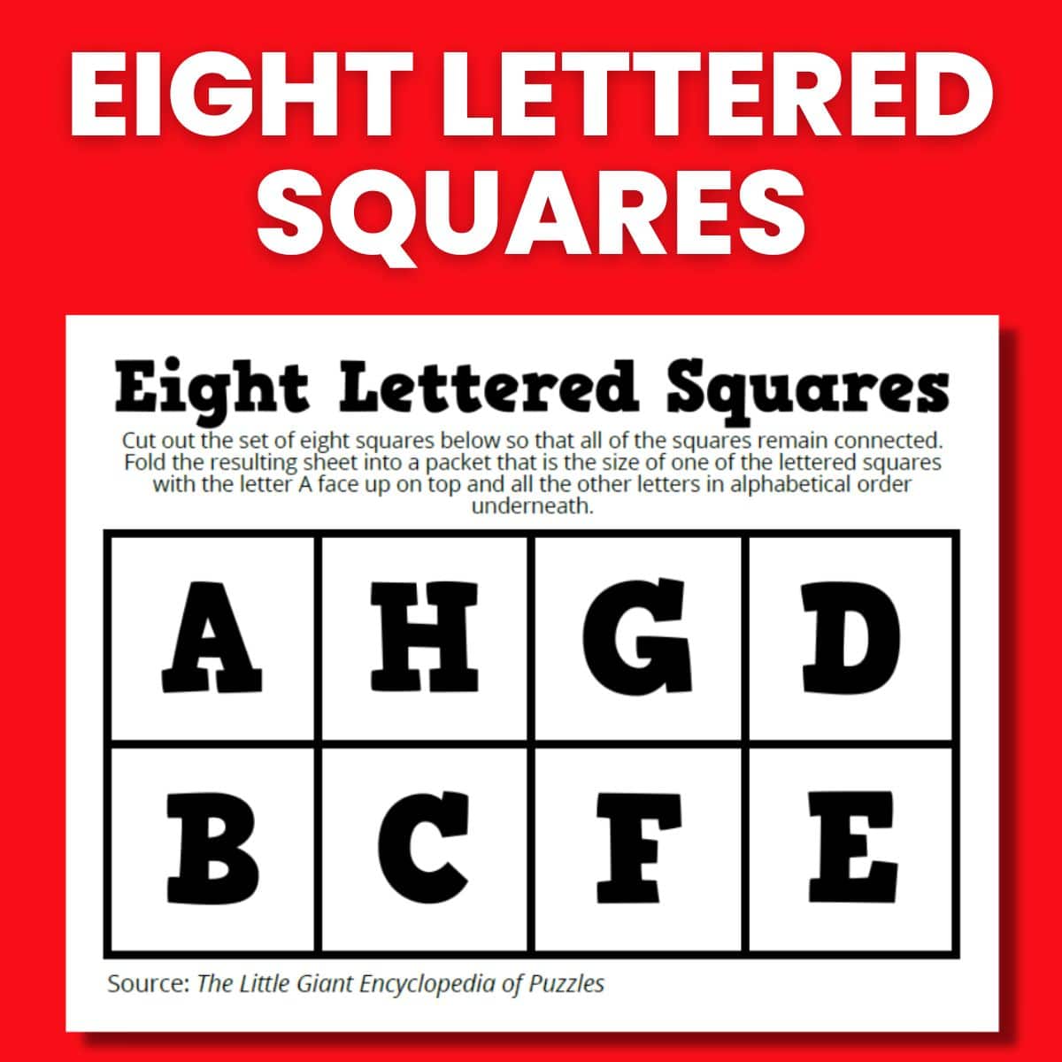 eight lettered squares puzzle screenshot with text "eight lettered squares" 