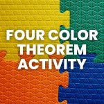 four foam puzzle pieces put together with text "four color theorem activity" 