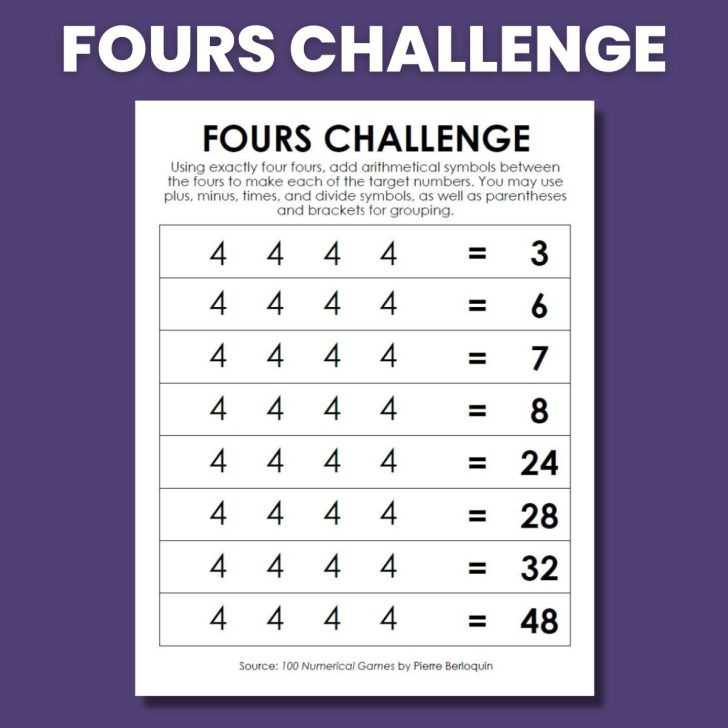 screenshot of fours challenge