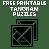 free printable tangram puzzles pdf with drawing of tangram puzzles arranged in square. 
