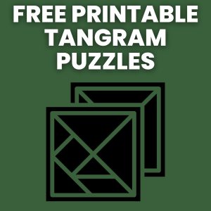 free printable tangram puzzles pdf with drawing of tangram puzzles arranged in square. 