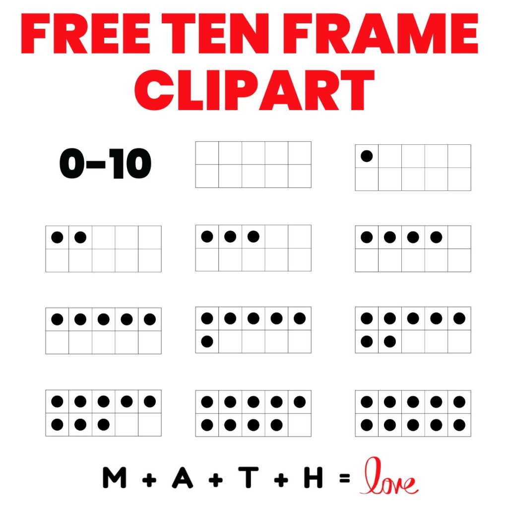 free 0-10 ten frame clipart black and white 