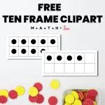 free ten frame clipart with two colored counters in background 