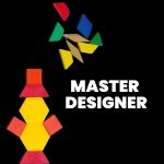 pattern blocks with text "master designer" 