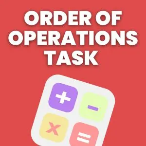 clipart of four math operations with text "order of operations task" 