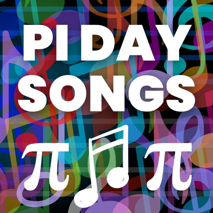 two pi symbols with sixteenth notes in between with text "pi day songs" 