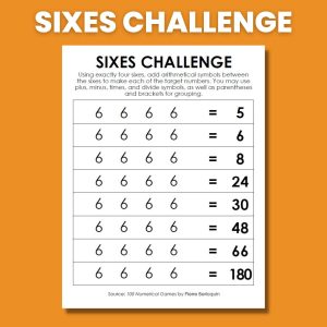 screenshot of template of sixes challenge