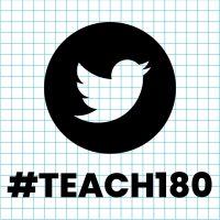#teach180 with twitter logo above