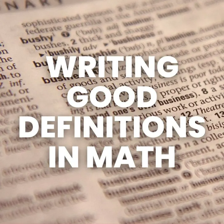 text of "writing good definitions in math" over photograph of book 