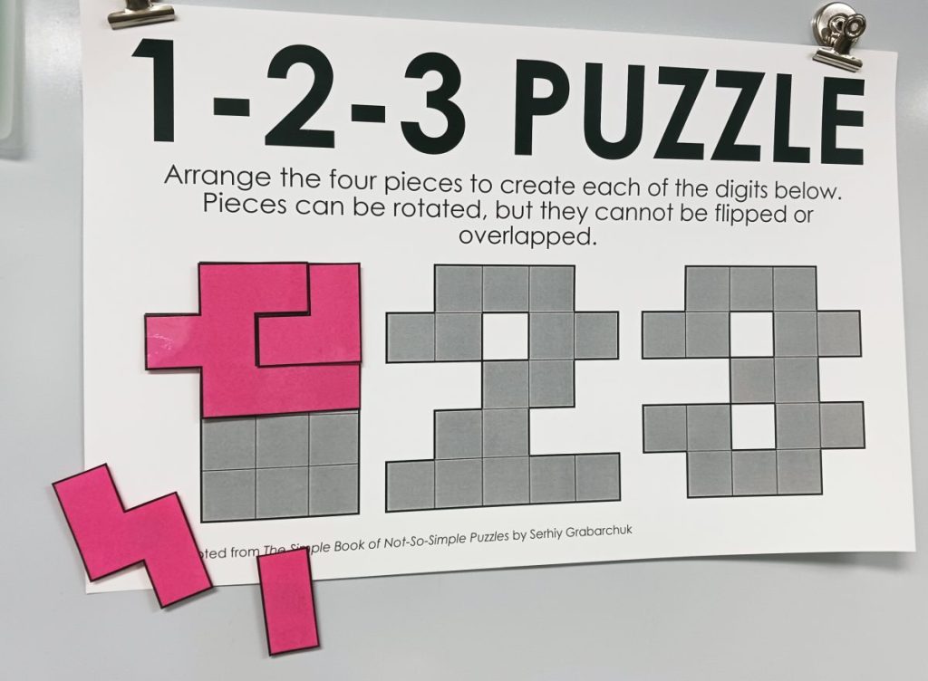 1-2-3 puzzle partially solved 