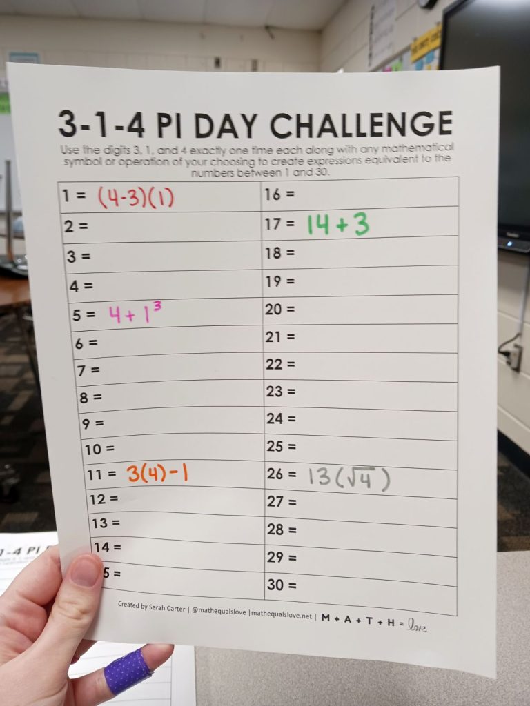 beberapa jawaban diisi pada kertas tantangan hari 3-1-4 pi 