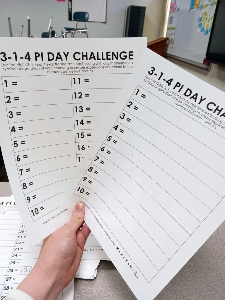 alternate paper versions of 3-1-4 pi day challenge 