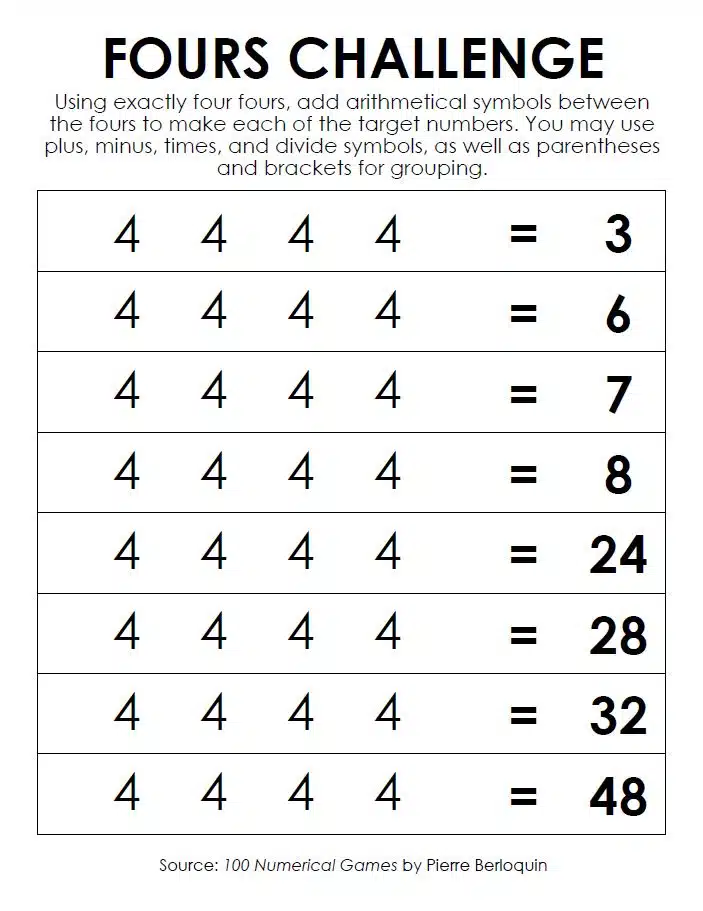 fours challenge puzzle