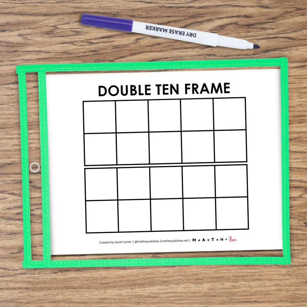 double ten frame template in dry erase pocket 