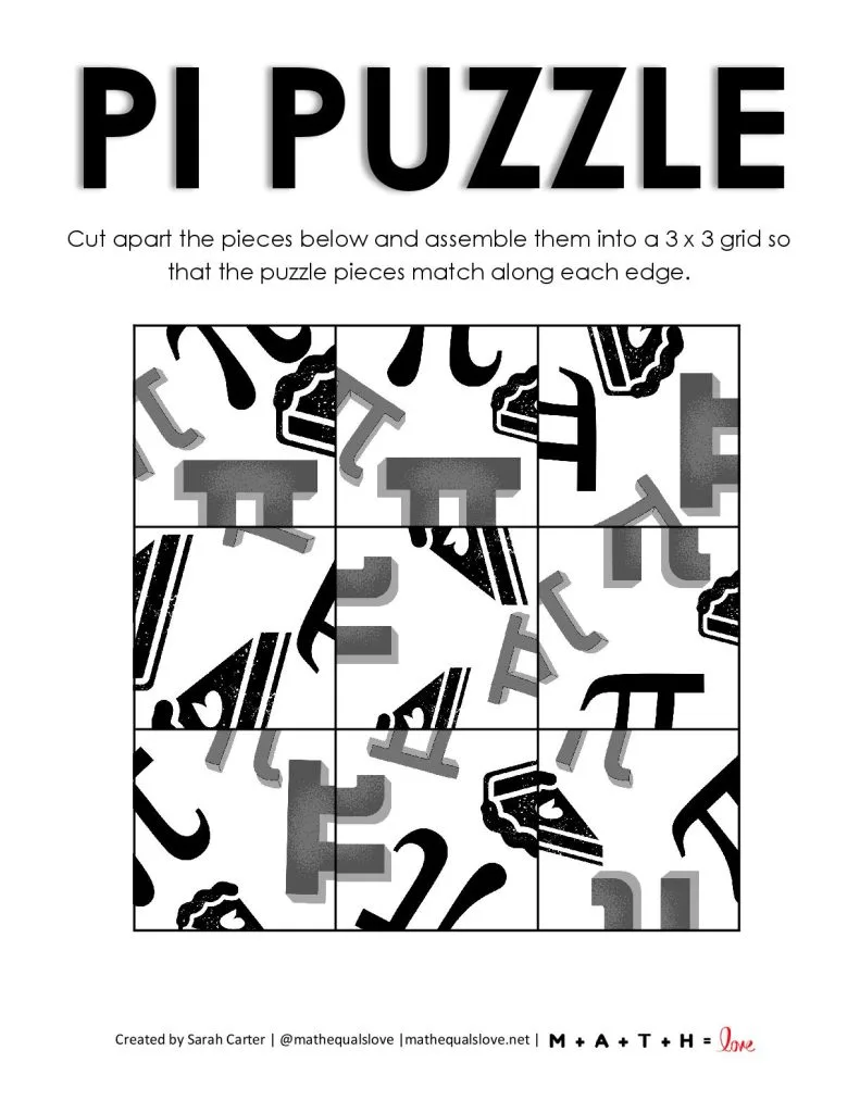 screenshot of pi puzzle for pi day