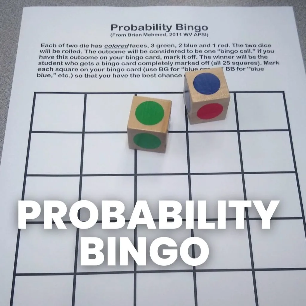 Probability Bingo Game with Two Wooden Dice 