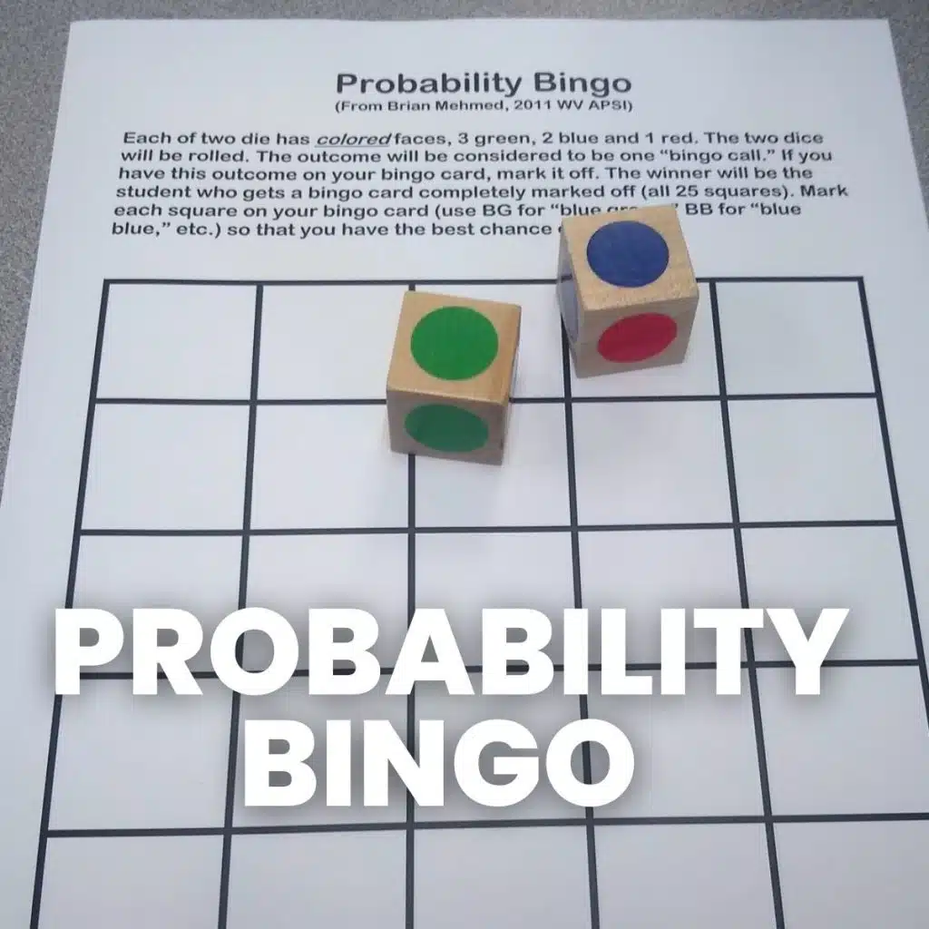 Probability Bingo Game with Two Wooden Dice 