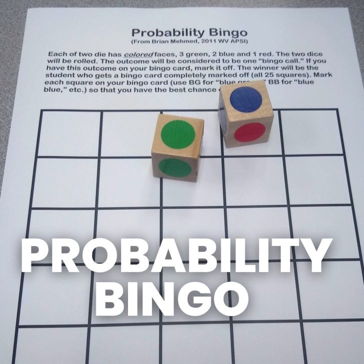 probability bingo blank bingo card with two colored wooden cubes 