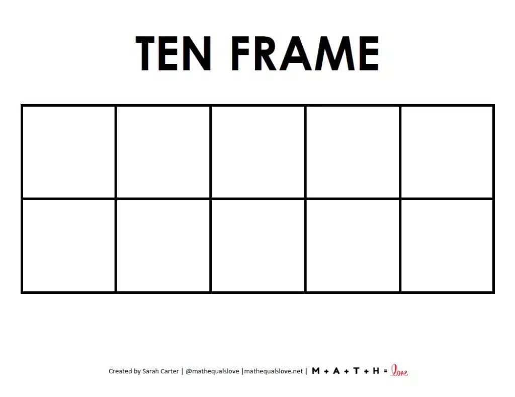 Blank Ten Frame Template Math = Love