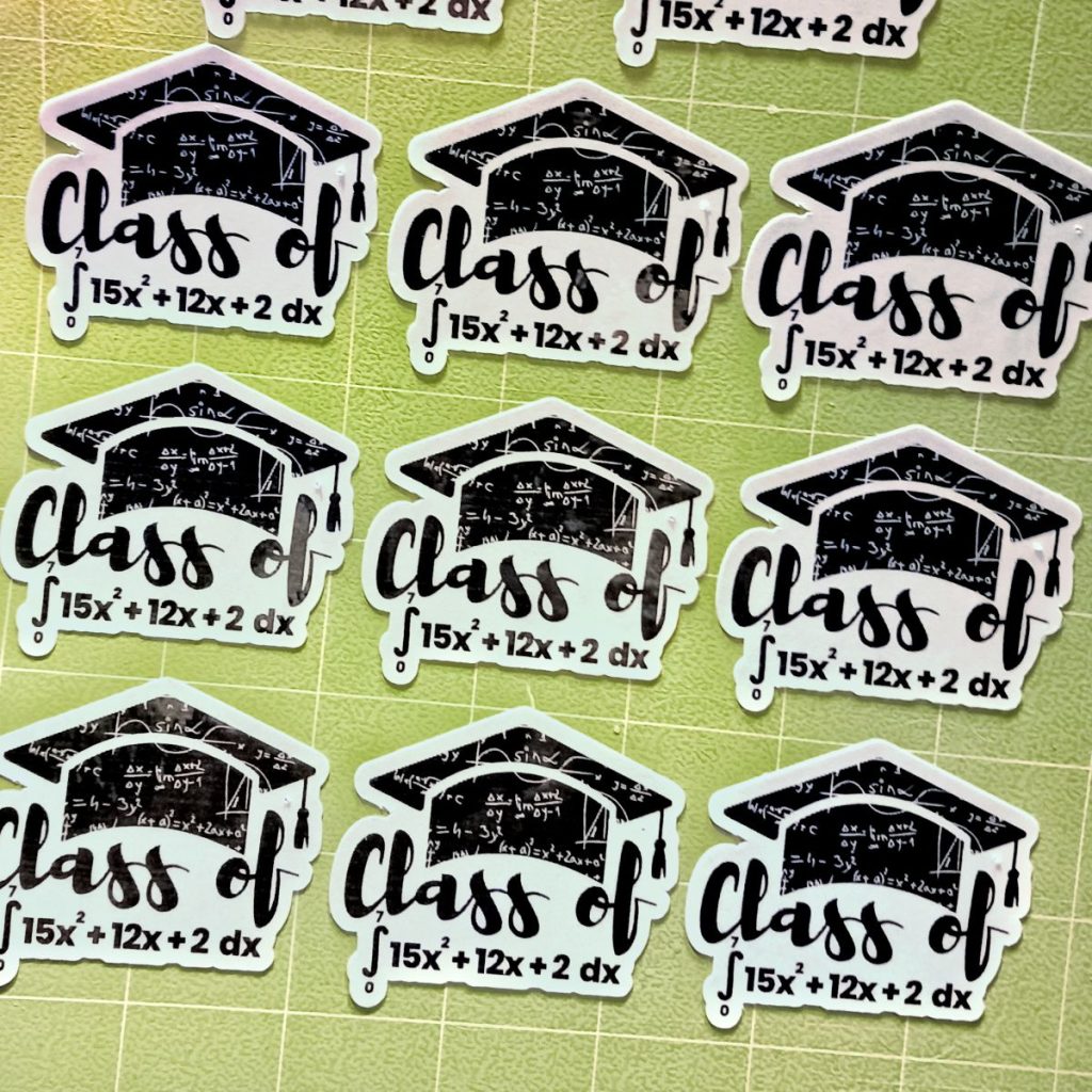 Die Cut Class of 2023 Stickers with Mathematical Design and Calculus Equation 
