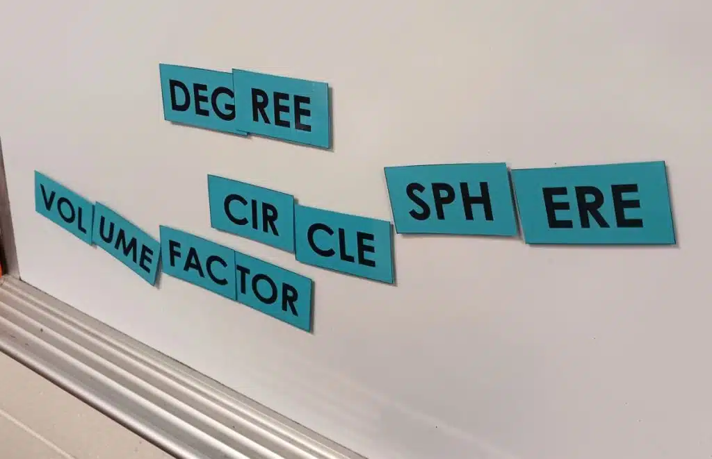 selected words solved in math triples puzzle 