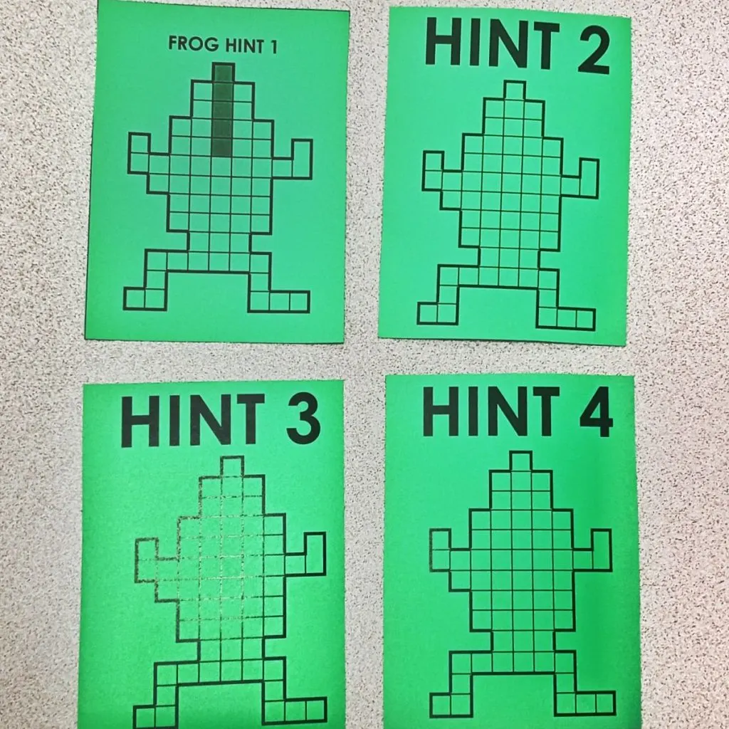 example of hint card for frog pentominoes puzzle 