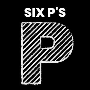 giant letter p with text of "six p's"