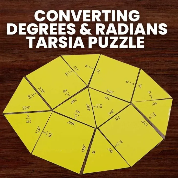 converting degrees and radians tarsia puzzle activity