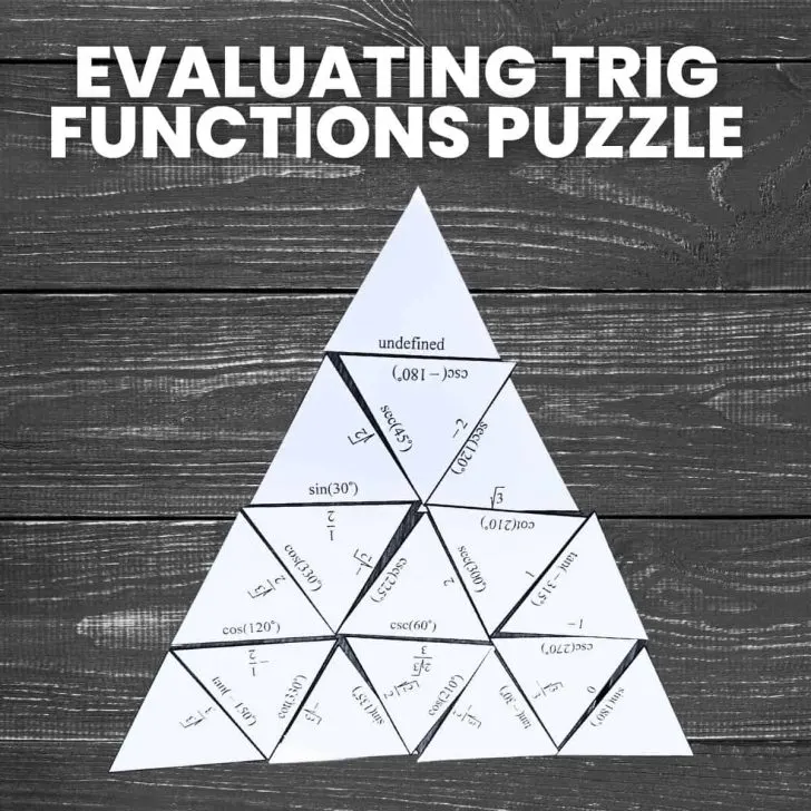 evaluating trig functions tarsia puzzle shaped like triangle