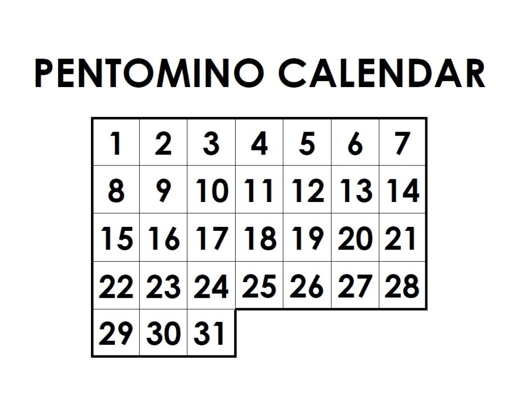 salinan kosong teka-teki kalender pentomino tanpa instruksi apa pun