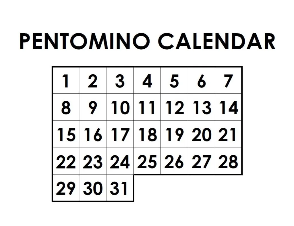 blank copy of pentomino calendar puzzle without any instructions