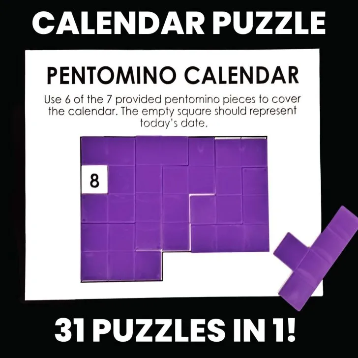 pentomino calendar puzzle solved for the number 8