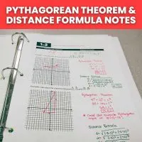 pythagorean theorem and distance formula notes in binder